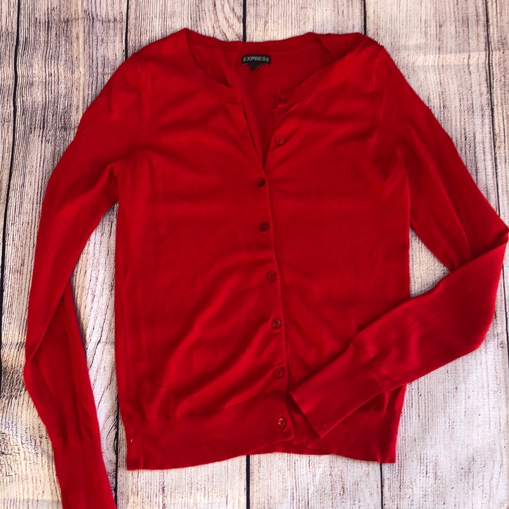 Red Button Down Sweater Express - image 1